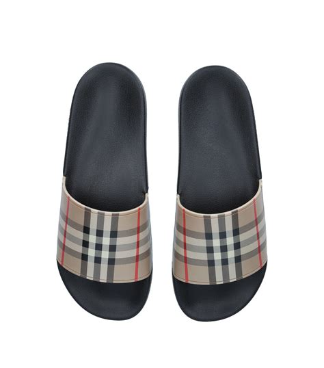 canvas burberry slides men|burberry beige check slides.